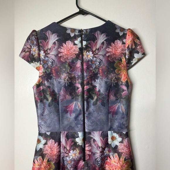 Betsey Johnson Grey Floral Sheath Rockabilly Retro Scuba Midi Fairygoth Dress 4 - Picture 9 of 14